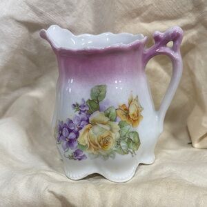 Porcelain Floral Pitcher Antique Rose hand painted